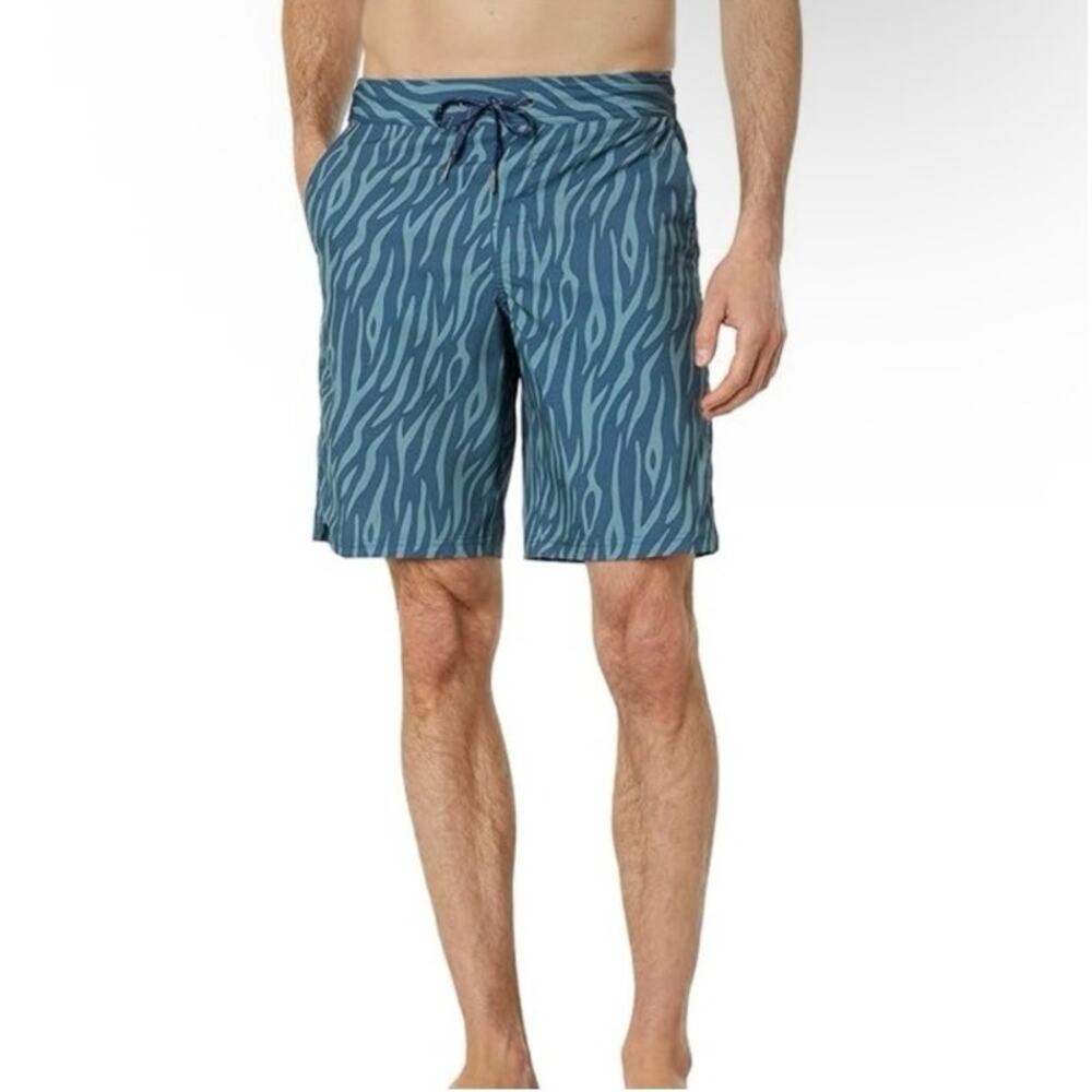 Fair Harbor Mens Sz XL Swim Trunks Built-in Shorts The Ozone Dark Denim Tiger
